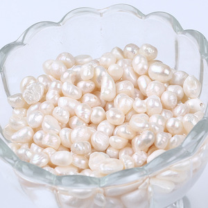 DIY Handmade Loose Pearl Jewelry Accessories Natural 7-8mm Baroque Freshwater Pearls Two <b>Sided</b> Glossy Straight Hole <b>White</b> Color - Product Image 2