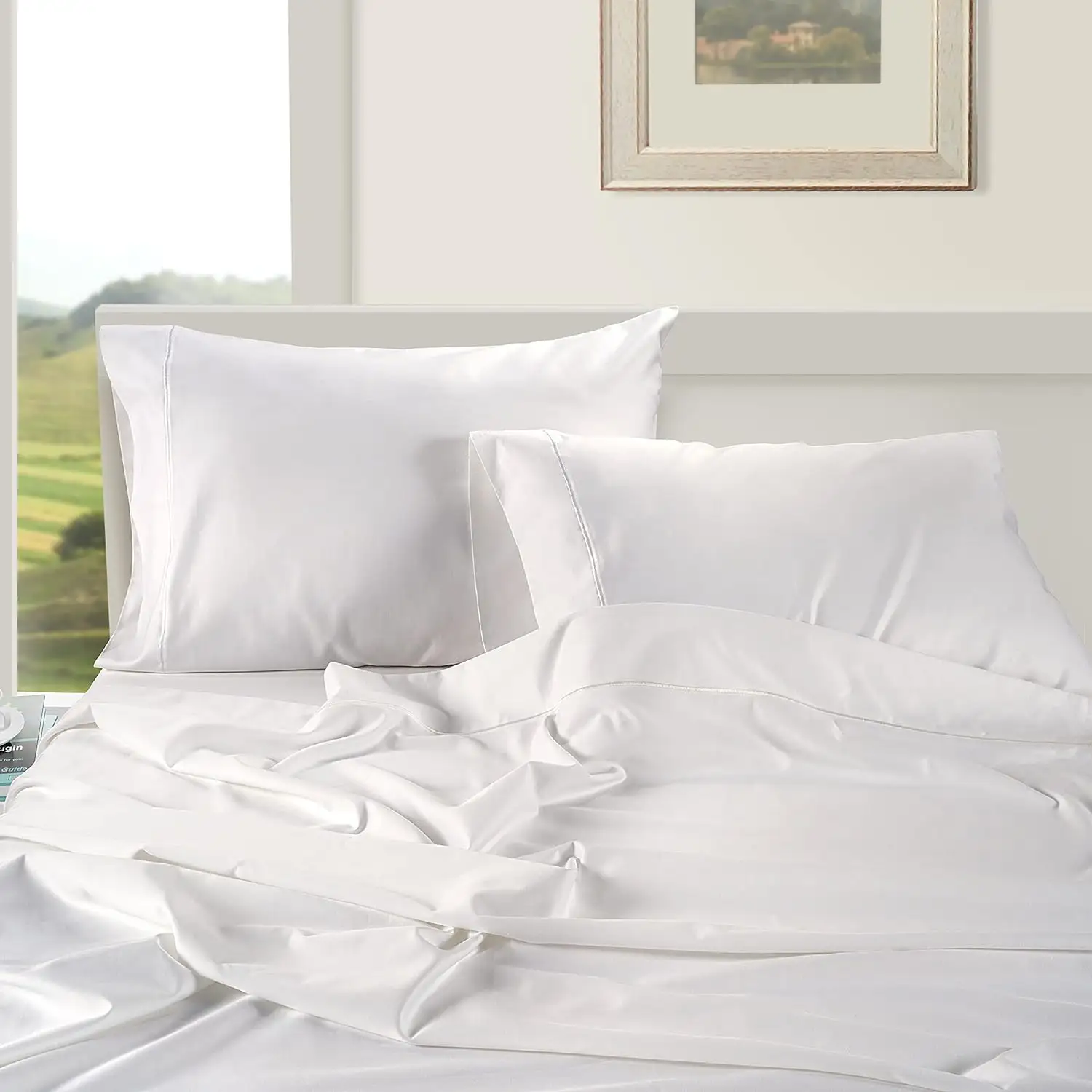Conjunto de lençóis de luxo de algodão ultra macio lençóis brancos resistentes a rugas de alta qualidade para hotel