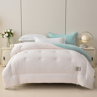 Couette réversible toute saison en jacquard gaufré, en polyester et soja, douce, lavable en machine, avec attaches aux coins