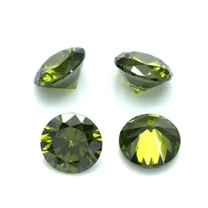 5MM Yisheng Jewelry Manufacturer Wholesale Direct Loose Cubic Zirconia Synthetic Peridot CZ Stone Gems for Jewelry Making