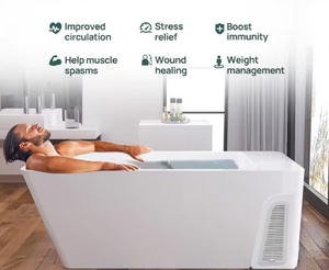 US Acrylic Freestanding All-in Cold Plunge Tub with Skimmer Smart WiFi Control Ice Bathtub with Integrated Chiller Ozone - Product Image 6