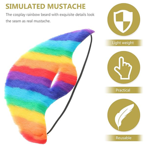 <span class=keywords><strong>Fausse</strong></span> <span class=keywords><strong>barbe</strong></span> en peluche arc-en-ciel courte pour cosplay, accessoire de scène pour fêtes et spectacles, <span class=keywords><strong>barbe</strong></span> colorée pour homme - Product Image 4