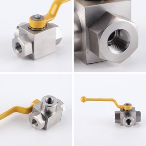 Vanne à bille KHB3K G3/8 en acier inoxydable, raccord en T à 3 voies, vanne hydraulique manuelle, étanchéité haute pression - Product Image 3