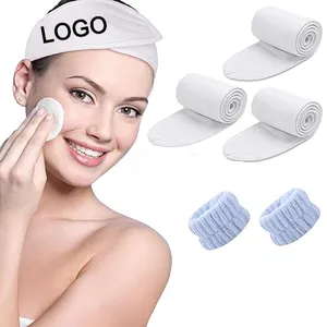 Custom LOGO Headband for Washing Face Ultra Soft Adjustable Makeup Hair Band with Magic Tape