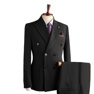 Ensemble de <span class=keywords><strong>costume</strong></span> <span class=keywords><strong>homme</strong></span> croisé sur mesure, style britannique, résistant aux plis, coupe ajustée, couleur unie, <span class=keywords><strong>pour</strong></span> affaires et occasions décontractées - Product Image 6
