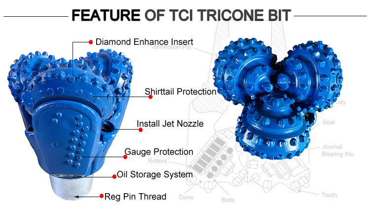 Water Well Drilling Tricone Rock Bit 17 1/2" IADC 537 Metal Seal Journal Bearing