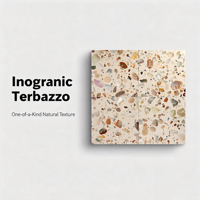 Carreaux de terrazzo en crème inorganique sur mesure YUSHI, couleur uniforme, pierre technique à grosses particules pour sols de luxe d'hôtels et villas