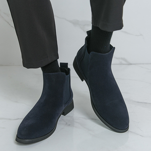Stivali Chelsea da <span class=keywords><strong>Uomo</strong></span> di Lusso in Pelle PU Personalizzati Neri Blu con Tacco Alto Scarpe in Pelle Scamosciata - Product Image 5