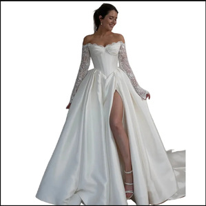 <span class=keywords><strong>Robe</strong></span> de mariée longue à épaules dénudées, en cristal royal, antistatique, coupe trapèze, nouvelle collection automne-<span class=keywords><strong>hiver</strong></span> 2025, dentelle, ajustée, traîne - Product Image 4