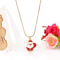 Colección Romántica de Navidad: Collar de Acero Inoxidable con Colgante de Frutas, Papá Noel, Mariposa y Bastón de Navidad