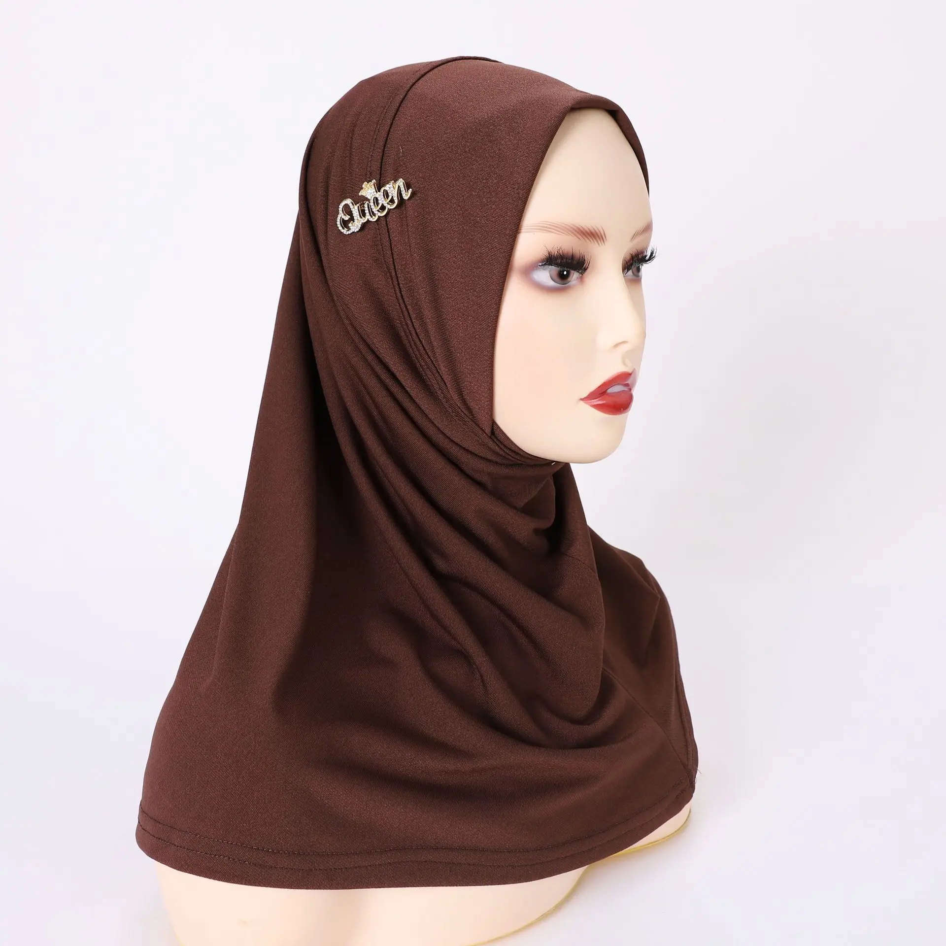 Miglior prezzo di fabbrica musulmano donna sciarpa arabica piccolo berretto colore puro foulard interno in cristallo lino