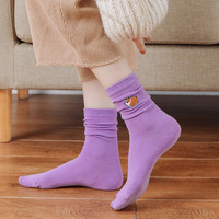 HF Offre Spéciale dames bas chaussettes brodés dessin animé animaux chien 100% coton respirant durable pour printemps saison équipage