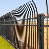 Valla de Jardín de Acero Moderna, Valla de Metal de Acero Galvanizado Negro 6x8, Valla de Seguridad de Hierro Forjado Plana con Recubrimiento en Polvo Termocontraíble