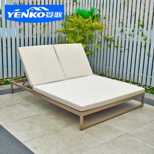 Sedia a <span class=keywords><strong>sdraio</strong></span> all'aperto in alluminio doppio divano letto impermeabile piscina lettino spiaggia Hotel sedia a <span class=keywords><strong>sdraio</strong></span> - Product Image 3
