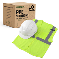Kit de sécurité pour travailleurs du bâtiment, 10 pièces, avec gilet réfléchissant de classe 2, casque de sécurité ANSI Type 1 Classe C pour les ouvriers du bâtiment