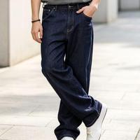 Pantalon en jean coupe ample, vintage, délavé, jambe droite, pour usage quotidien, jean personnalisé avec LOGO