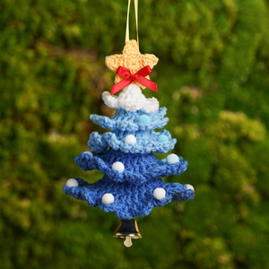 Crocheted Christmas <b>Tree</b> <b>Ornament</b> Hanging Handmade Decor For Christmas Gift Car Decoration Polyester Material <b>Tree</b> Shape - Product Image 4