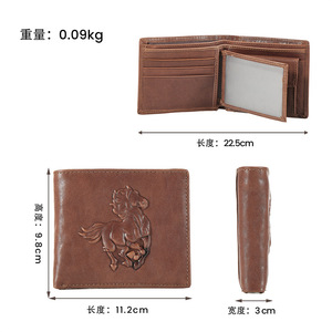Porte-cartes en cuir de vachette gaufré véritable, motif animal vintage, grande capacité, résistant à l'usure, recyclable, unisexe, usage quotidien - Product Image 5