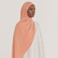 Hijab en jersey liquide de qualité supérieure à étiquette privée, broderie personnalisée du logo, foulard islamique pour femmes musulmanes