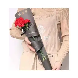 Sıcak satış özel tasarım çiçek buketi ambalaj kutusu siyah çiçek koni şekli hediye kutusu