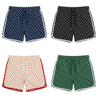 Celana Renang Pria Custom OEM Retro Motif Polkadot Cepat Kering Gaya Vintage Boardshorts 1 Buah Logo Depan Berbagai Pilihan Warna