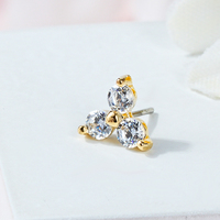 Toposh Bisel Set CZ Forma redonda Push Pin Threadless Labret Ear Lip Threadless Pin Studs Piercing Jewelry