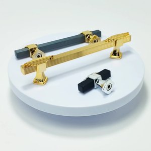 ドアノブキッチンドレッサー引き出しキャビネット用モダンシンプルスタイルブラックプラスチック引きハンドルストライプ - Product Image 3