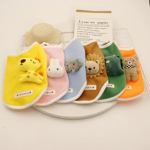 New Arrival Pet Autumn Winter Plush Vest Warm Dog Clothes With Cute Animal Dolls