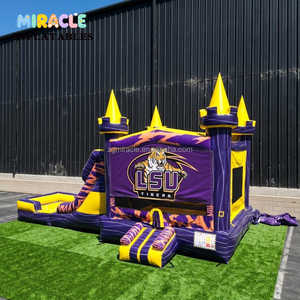 Château gonflable commercial avec toboggan aquatique, mascotte tigre 3D, château gonflable avec piscine pour location événementielle - Product Image 2