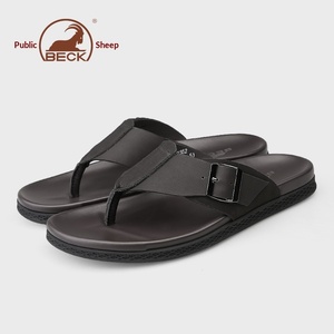 Tongs Gongyang à lanières en cuir véritable pour hommes – Été 2026 – Les plus vendues – Légères, antidérapantes et à semelle souple pour l'extérieur - Product Image 3