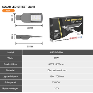 Supporto L/C pay Gaocheng nuovo Design Ip65 impermeabile 90Watt in alluminio strada <span class=keywords><strong>giardino</strong></span> paesaggio integrato Led lampione solare - Product Image 2
