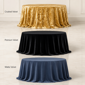 Wholesale Round Velvet <b>Tablecloth</b> Collection Crushed Premium Matte Finishes for Banquet Rental Projects - Product Image 1