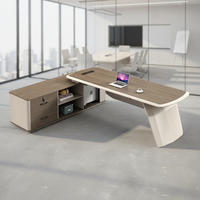 Bureau de travail moderne en bois durable avec armoire de rangement grande capacité pour usage commercial dans les immeubles de bureaux et à domicile