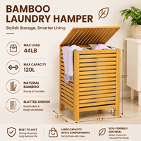 Panier à linge en bambou personnalisable et écologique à 2 compartiments avec doublure amovible pour le tri sélectif et le rangement