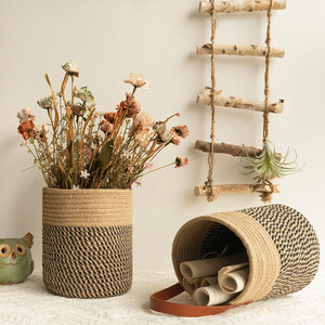 Planta de araña, maceta colgante de pared de imitación ratán, cesta tejida, flor artificial hecha a mano, cesta colgante puramente artesanal - Product Image 3