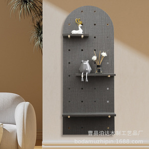 Pegboard Wall Mounted <b>Storage</b> Rack Solid Wood Modern Simple Design For <b>Kitchen</b> Living Room Bedroom Shelf - Product Image 2