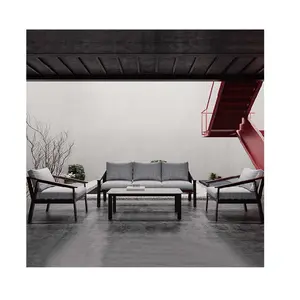 Großhandel neuester Design-Stil modern luxuriöser schwarzer und roter Aluminiumrahmen Gartenmöbel für den Außenbereich Sofa-Set