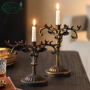 European <b>Style</b> Deer <b>Head</b> Candle Holder Antique Bronze Finish For Birthday Table Decorations - Product Image 4