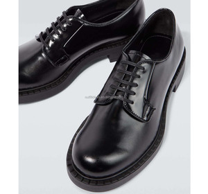 Scarpe <span class=keywords><strong>Derby</strong></span> Unisex in Vera Pelle con Lacci, Tacco Basso, in Pelle di Vitello, per Uomo e <span class=keywords><strong>Donna</strong></span>, Colore Nero - Product Image 6