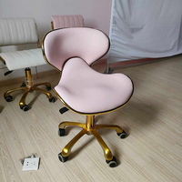Mobilier de salon de manucure salon de coiffure petit technicien chaise tabouret luxe en cuir rose hauteur réglable pédicure tabouret