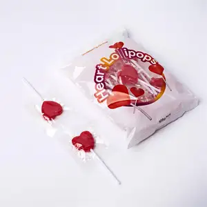 Factory Direct Oem Private Brand Heart-Shaped Lollipop Pouch Hard Candy Lollipop Mini Fruit Flavored q Halal Lollipop