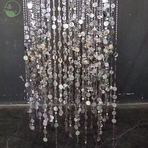 Decorazione del soffitto per matrimonio matrimonio sala argento ciondolo linea di scena tenda rotonda di lusso decorazioni di nozze soffitto - Product Image 6