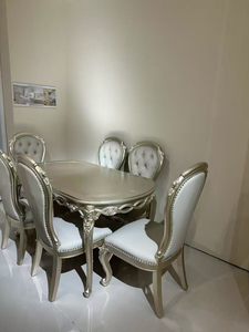 Ensemble de salle à manger en bois massif de style français, table ovale haut de gamme et chaises pour la maison - Product Image 3