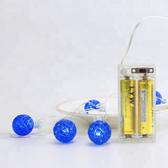 2AA 3m 30leds Battery Powered Copper Wire String Light Blue Ball Shape Light String