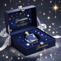 Enveloppe personnalisée bleue recyclable unique Boîte d'emballage de papier magnétique cosmétique de luxe imprimé pliable avec poignée en ruban pour cadeau personnalisé