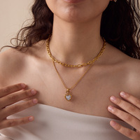 Collier avec pendentif cœur en zircon plaqué or 18 carats en acier inoxydable, vente en gros d'usine, pour femmes