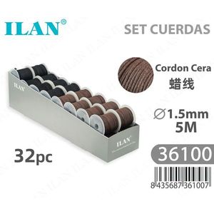 Set di 32 Pezzi di Filo Cerato Ilan 1,5 mm x 5 m Marrone Nero per Lavorazione del Cuoio - Product Image 3