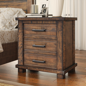 Comodino Rustico a Tre Cassetti in Legno Massello Recuperato Stile Fattoria - Product Image 3