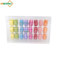Lot de 24 boîtes transparentes en PET pour macarons, emballage en plastique transparent pliable pour biscuits, baklavas et snacks
