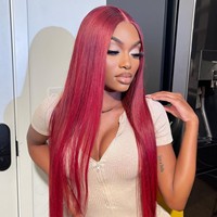 Perruque Lace Frontale Cheveux Humains Couleur Bourgogne 99J 13x4 Rouge Vente en Gros Cheveux Vierges Alignés Cuticules Remy Brésiliens Ondulés Perruques Lace Body Wave